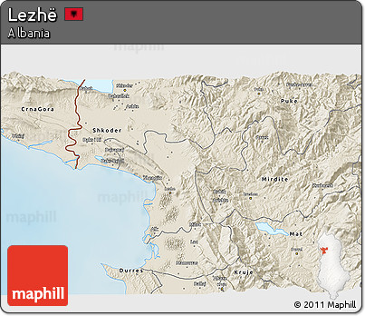 Shaded Relief 3D Map of Lezhë
