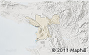 Shaded Relief 3D Map of Lezhë, lighten, semi-desaturated