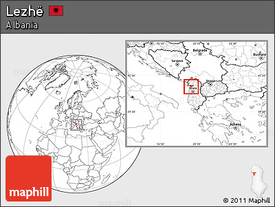 Blank Location Map of Lezhë, within the entire country