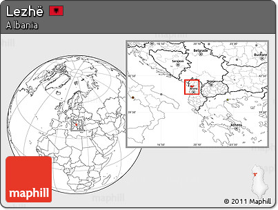 Blank Location Map of Lezhë, within the entire country