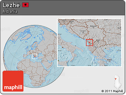 Gray Location Map of Lezhë, hill shading
