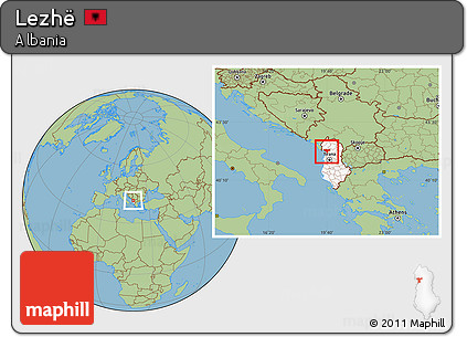 Savanna Style Location Map of Lezhë, highlighted country