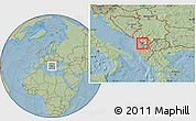 Savanna Style Location Map of Lezhë, hill shading