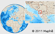 Shaded Relief Location Map of Lezhë, highlighted country