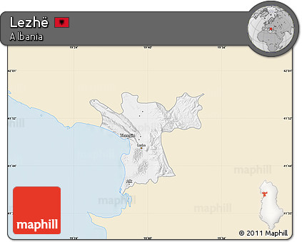 Classic Style Map of Lezhë, single color outside