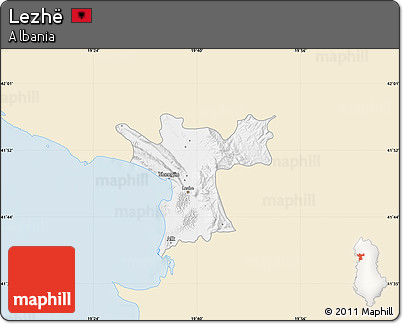 Classic Style Map of Lezhë, single color outside
