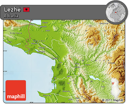 Physical Map of Lezhë