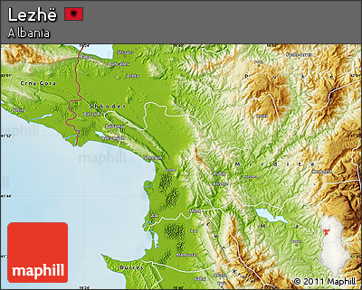 Physical Map of Lezhë