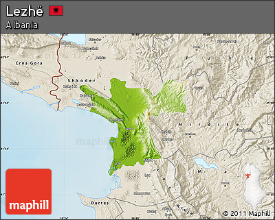 Physical Map of Lezhë, shaded relief outside