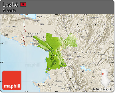 Physical Map of Lezhë, shaded relief outside