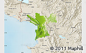 Physical Map of Lezhë, shaded relief outside