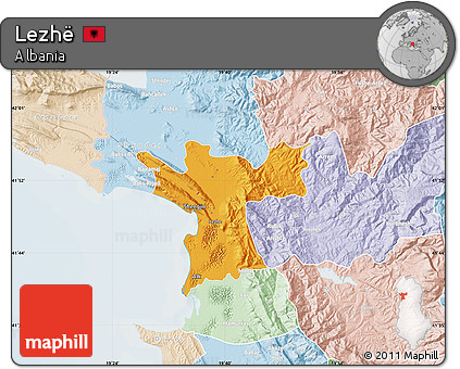 Political Map of Lezhë, lighten