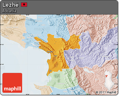 Political Map of Lezhë, lighten