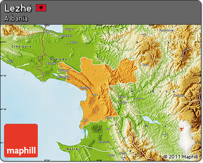 Political Map of Lezhë, physical outside