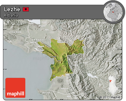 Satellite Map of Lezhë, lighten, semi-desaturated