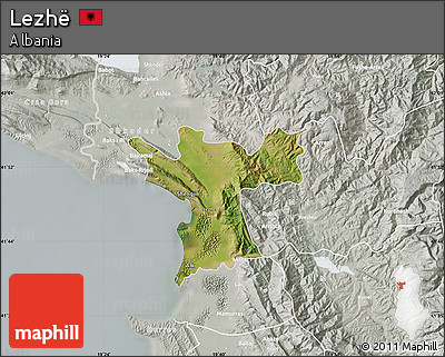 Satellite Map of Lezhë, lighten, semi-desaturated