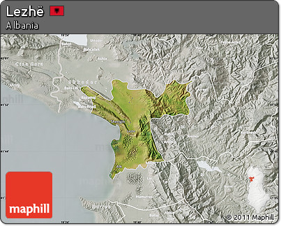 Satellite Map of Lezhë, lighten, semi-desaturated