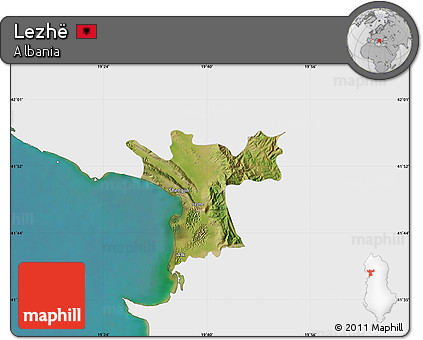 Satellite Map of Lezhë, single color outside