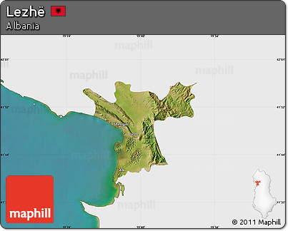 Satellite Map of Lezhë, single color outside