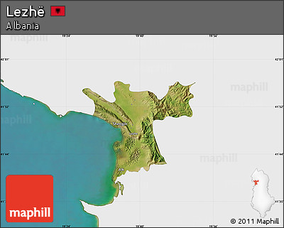 Satellite Map of Lezhë, single color outside