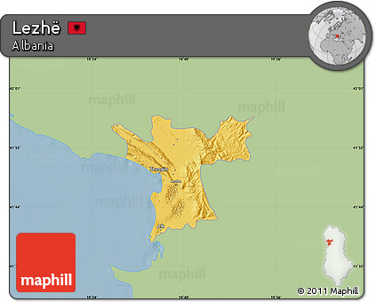 Savanna Style Map of Lezhë, single color outside