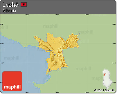 Savanna Style Map of Lezhë, single color outside