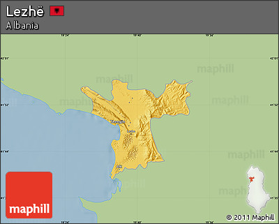Savanna Style Map of Lezhë, single color outside