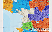 Shaded Relief Map of Lezhë, political outside