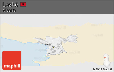 Classic Style Panoramic Map of Lezhë, single color outside