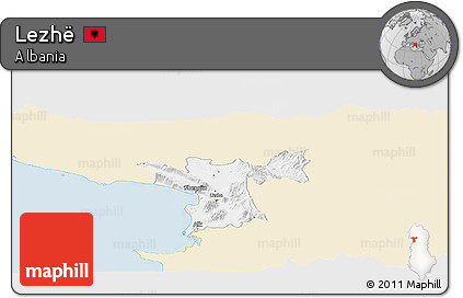 Classic Style Panoramic Map of Lezhë, single color outside