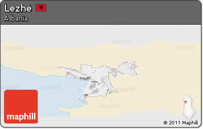 Classic Style Panoramic Map of Lezhë, single color outside