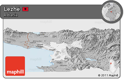 Gray Panoramic Map of Lezhë