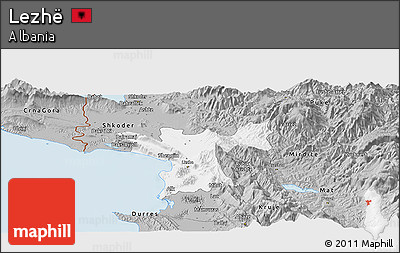 Gray Panoramic Map of Lezhë