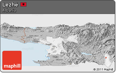Gray Panoramic Map of Lezhë