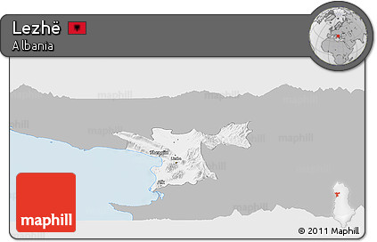 Gray Panoramic Map of Lezhë, single color outside