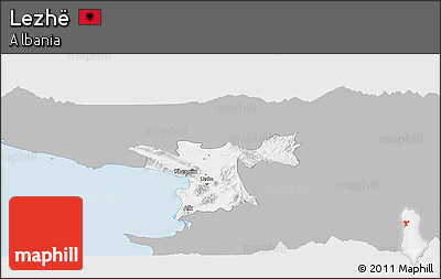 Gray Panoramic Map of Lezhë, single color outside