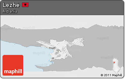 Gray Panoramic Map of Lezhë, single color outside
