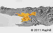 Political Panoramic Map of Lezhë, desaturated