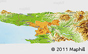 Political Panoramic Map of Lezhë, physical outside