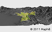 Satellite Panoramic Map of Lezhë, darken, desaturated