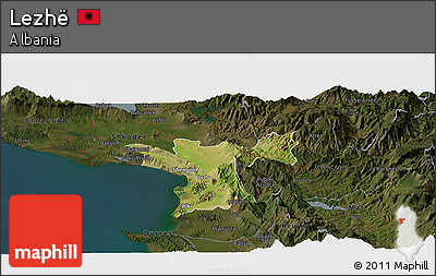 Satellite Panoramic Map of Lezhë, darken