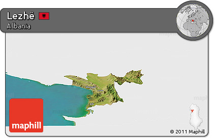 Satellite Panoramic Map of Lezhë, single color outside