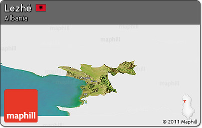 Satellite Panoramic Map of Lezhë, single color outside