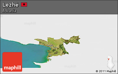 Satellite Panoramic Map of Lezhë, single color outside