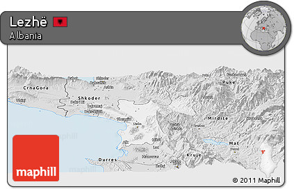 Silver Style Panoramic Map of Lezhë