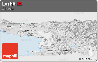 Silver Style Panoramic Map of Lezhë