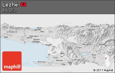 Silver Style Panoramic Map of Lezhë