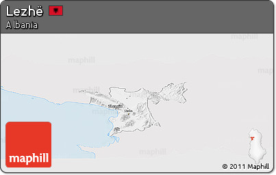Silver Style Panoramic Map of Lezhë, single color outside