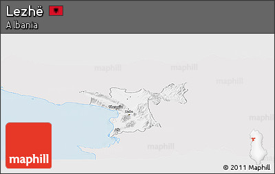 Silver Style Panoramic Map of Lezhë, single color outside