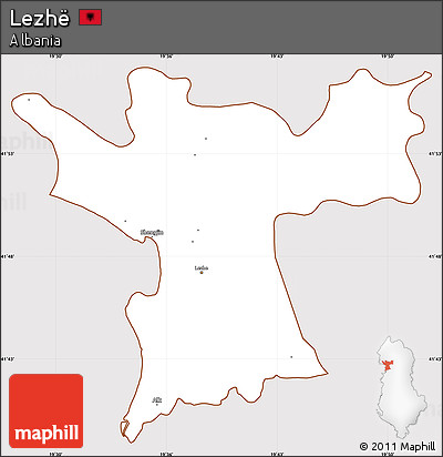 Classic Style Simple Map of Lezhë, cropped outside